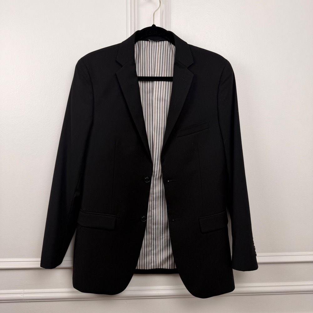 West End Mens Black Two Piece Suit Slim Fit 36R 32x32 W102 Designed in Italy